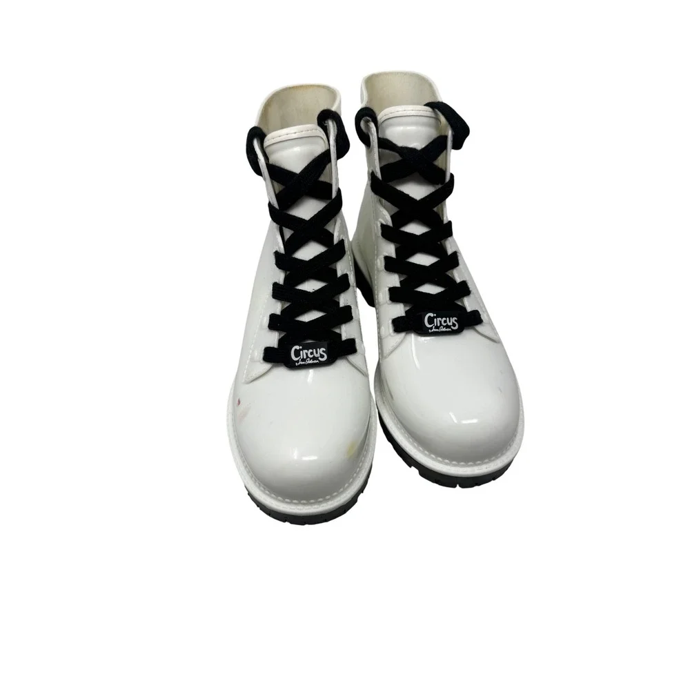 🤑Circus by Sam Edelman 🖤🩷🖤 90's Jelly Lace Up Rain Boots Combat Lug‎ Sole- 7